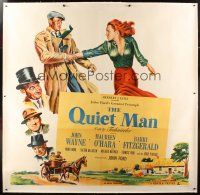 4x195 QUIET MAN linen 6sh '51 artwork of John Wayne & pretty Maureen O'Hara, John Ford classic!