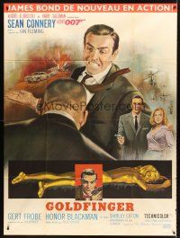 4x041 GOLDFINGER French 1p '64 art of Sean Connery as James Bond 007 by Jean Mascii!