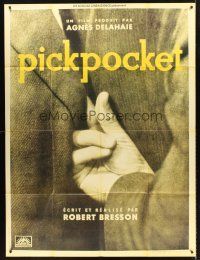 4x053 PICKPOCKET French 1p R90s Robert Bresson, cool image of thief's hand reaching in jacket!