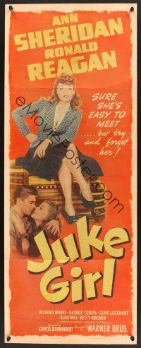 4x131 JUKE GIRL insert '42 sexy Ann Sheridan is easy for Reagan to meet, but try to forget her!