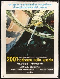 4x275 2001: A SPACE ODYSSEY linen Italian 1p R70s Stanley Kubrick, art of space wheel by Bob McCall!