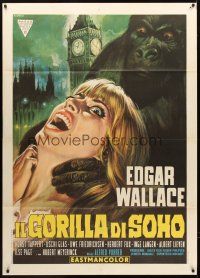 4x078 GORILLA GANG Italian 1p '69 Edgar Wallace, different art of ape attacking girl by Casaro!