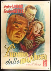 4x284 FACE BEHIND THE MASK linen Italian 2p '48 cool different art of Peter Lorre by Ballester!