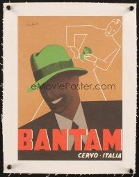 4x108 BANTAM linen 9x13 Italian advertising poster '50s cool hat ad with art by Gino Boccasile!