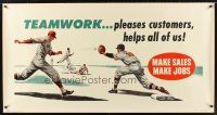 4x308 TEAMWORK... PLEASES CUSTOMERS, HELPS ALL OF US 28x54 motivational poster '55 baseball art!