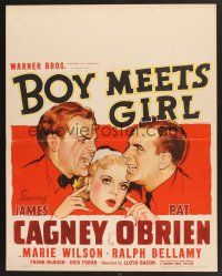 4x004 BOY MEETS GIRL jumbo WC '38 art of Hollywood screenwriters James Cagney & Pat O'Brien!