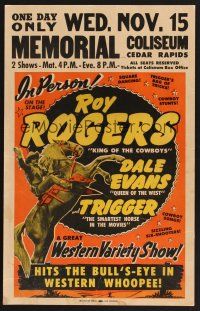 4x017 ROY ROGERS stage show WC '50 hits the bull's-eye in western whoopee in person with Trigger!
