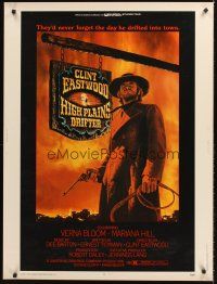 4y241 HIGH PLAINS DRIFTER 30x40 '73 classic art of Clint Eastwood holding gun & whip!