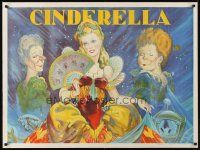 4y230 CINDERELLA stage play British quad '30s beautiful stone litho with her wicked step-sisters!