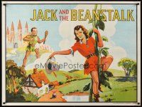4y231 JACK & THE BEANSTALK stage play British quad '30s stone litho art of female Jack & giant!