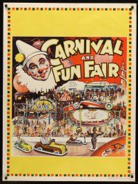 4y217 MAMMOTH CIRCUS: CARNIVAL & FUN FAIR English circus poster '30s art of fun rides & clowns!