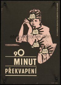 4y450 90 MINUT PREKVAPENI Czech 11x16 '63 Jaros & Sis, Palcr art of woman & hands!