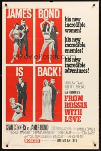 4y249 FROM RUSSIA WITH LOVE style B 1sh '64 Sean Connery is Ian Fleming's James Bond 007!
