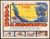 4y259 JASON & THE ARGONAUTS 1/2sh '63 great special fx by Ray Harryhausen, cool art of colossus!