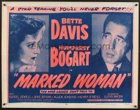4y260 MARKED WOMAN 1/2sh R56 Bette Davis two-timing her way to love with Humphrey Bogart!