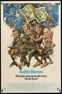 4y114 KELLY'S HEROES 1sh '70 Clint Eastwood, Telly Savalas, Don Rickles, Jack Davis artwork!
