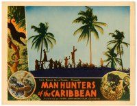 4y058 MAN HUNTERS OF THE CARIBBEAN LC '38 wild image of natives crucifying man in voodoo ritual!