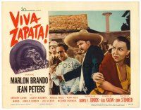 4y066 VIVA ZAPATA LC #2 '52 Marlon Brando grabs Margo & Lou Gilbert, John Steinbeck, Elia Kazan!
