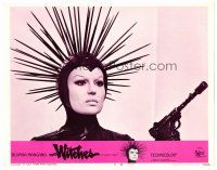 4y067 WITCHES LC #8 '67 Le Streghe, best close up of Silvana Mangano in wacky costume with gun!