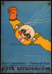 4y413 GYPSY MOTHS Polish 23x33 '71 Burt Lancaster, Flisak art of skull-faced sky diver!