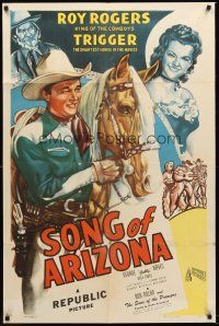 4y139 SONG OF ARIZONA 1sh '46 Roy Rogers & Trigger, pretty Dale Evans & wacky Gabby Hayes!