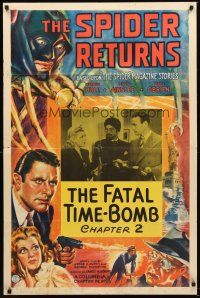4y142 SPIDER RETURNS chapter 2 1sh '41 Warren Hull in crime-fighting serial, The Fatal Time-Bomb!