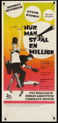 4y400 HOW TO STEAL A MILLION Swedish stolpe '66 art of Audrey Hepburn & Peter O'Toole by McGinnis!