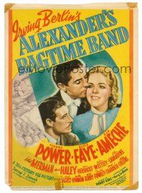 4y010 ALEXANDER'S RAGTIME BAND mini WC '38 art of Tyrone Power, Alice Faye & Ameche, Irving Berlin