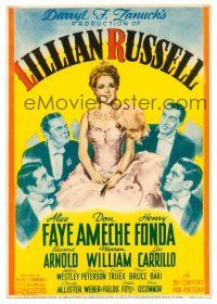 4y014 LILLIAN RUSSELL mini WC '40 art of beautiful Alice Faye + Don Ameche, Henry Fonda & more!