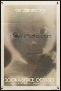 4z010 2001: A SPACE ODYSSEY teaser 1sh R74 Stanley Kubrick, super close image of star child!