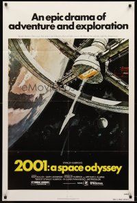 4z009 2001: A SPACE ODYSSEY 1sh R80 Stanley Kubrick, art of space wheel by Bob McCall!