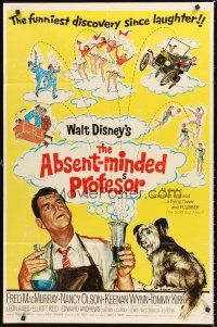 4z022 ABSENT-MINDED PROFESSOR 1sh R67 Walt Disney, Flubber, Fred MacMurray in title role!