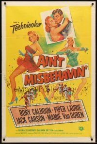 4z029 AIN'T MISBEHAVIN' 1sh '55 sexy artwork of Piper Laurie & Mamie Van Doren!