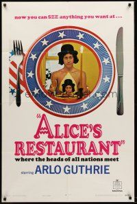 4z036 ALICE'S RESTAURANT style B teaser 1sh '69 Arlo Guthrie, Arthur Penn, musical comedy!