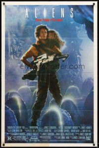 4z038 ALIENS Ripley style 1sh '86 James Cameron, really cool image of Sigourney Weaver & Carrie Henn