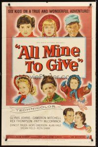 4z040 ALL MINE TO GIVE 1sh '57 Glynis Johns, Cameron Mitchell, great artwork of children!