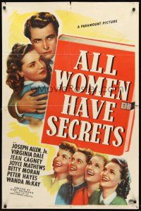 4z042 ALL WOMEN HAVE SECRETS style A 1sh '39 Joseph Allen Jr., Virginia Dale, Jean Cagney!