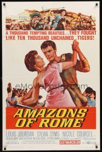 4z045 AMAZONS OF ROME 1sh '63 Louis Jourdan, they fought like 10,000 unchained tigers!