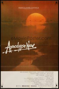 4z058 APOCALYPSE NOW advance 1sh '79 Francis Ford Coppola, cool art of helicopters over river!