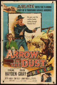 4z061 ARROW IN THE DUST 1sh '54 tough double-fisted Sterling Hayden, pretty Coleen Gray