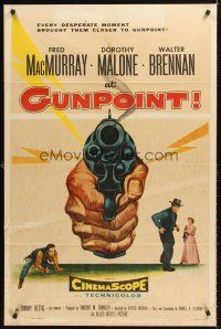 4z062 AT GUNPOINT 1sh '55 Fred MacMurray, really cool huge artwork image of smoking gun!