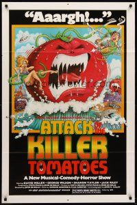 4z065 ATTACK OF THE KILLER TOMATOES 1sh '79 wacky monster artwork by David Weisman!