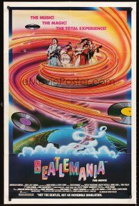 4z081 BEATLEMANIA 1sh '81 great psychedelic artwork of The Beatles impersonators by Kim Passey!