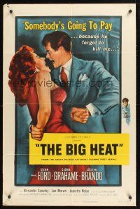 4z091 BIG HEAT 1sh '53 great pulp art of Glenn Ford & sexy Gloria Grahame, Fritz Lang noir!