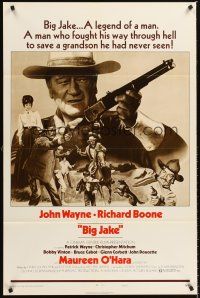 4z093 BIG JAKE style B 1sh '71 art of Richard Boone & image of John Wayne with rifle!