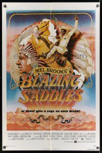 4z105 BLAZING SADDLES 1sh '74 classic Mel Brooks western, art of Cleavon Little by John Alvin!