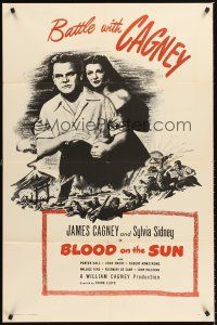 4z108 BLOOD ON THE SUN military 1sh R50s art of James Cagney & sexy Sylvia Sidney!