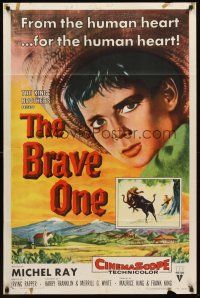 4z119 BRAVE ONE style A 1sh '56 Irving Rapper directed western, written by Dalton Trumbo!