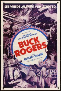 4z132 BUCK ROGERS 1sh R66 Buster Crabbe sci-fi serial, see where all the fun started!