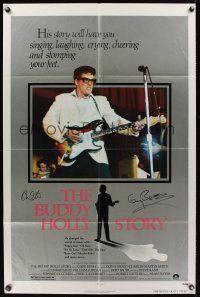 4z133 BUDDY HOLLY STORY signed 1sh '78 by Gary Busey & Don Stroud, rock 'n' roll!